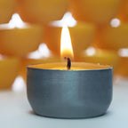 Serenibee 100% Pure Montana Beeswax Tealight Candles – Handmade, Unscented, Eco-Friendly with Reusable Steel Cup & Cotton Gift Bag (Set of 1 or More)