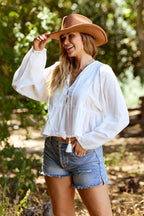 Candace White Embroidered Peplum Top - FINAL SALE
