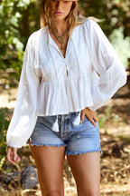 Candace White Embroidered Peplum Top - FINAL SALE