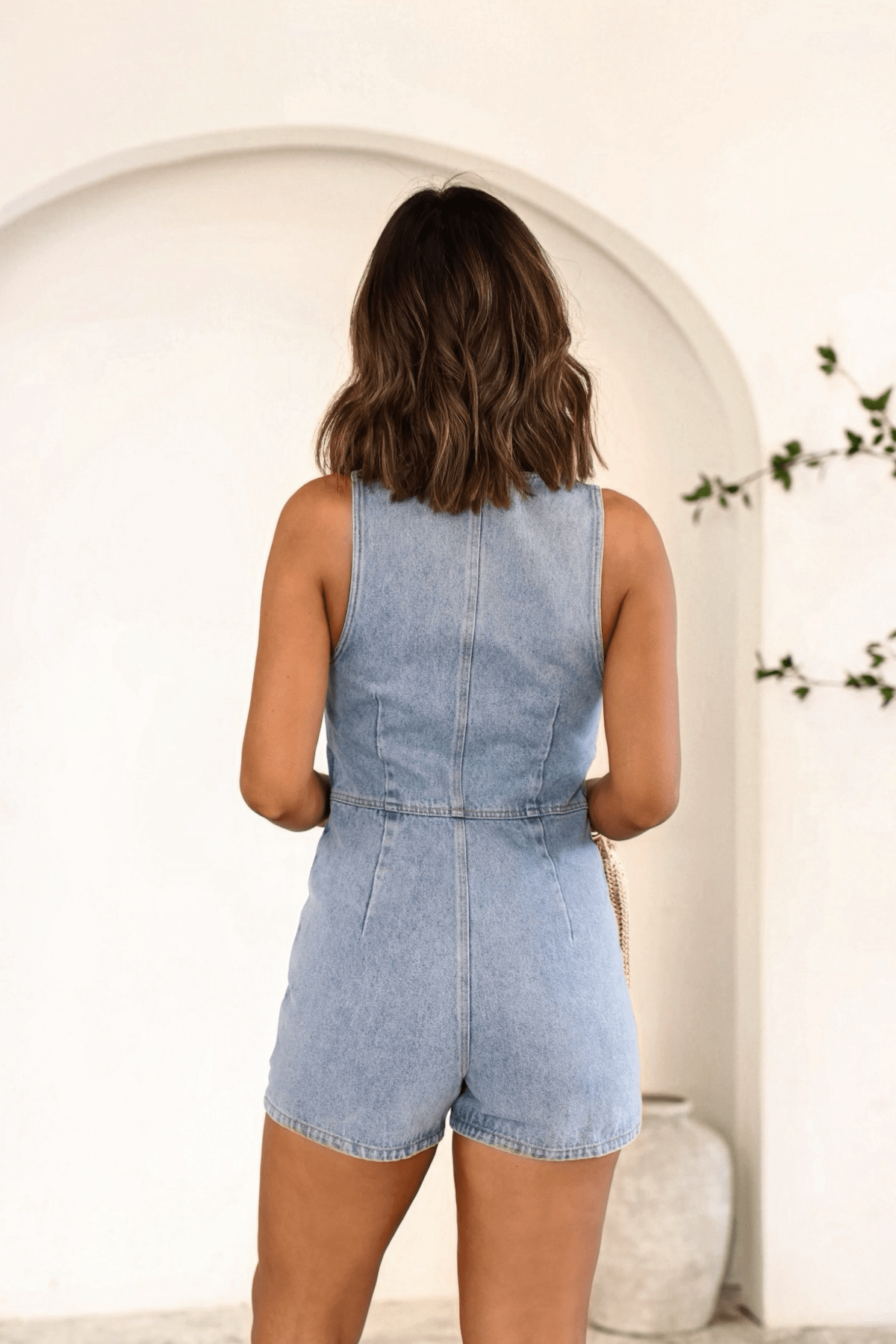 Chassidy Denim Vested Romper - FINAL SALE - 90% Cotton