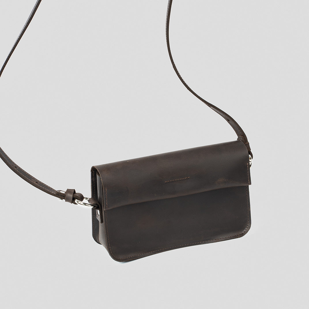 Leather Shoulder Bag (Dark Brown)