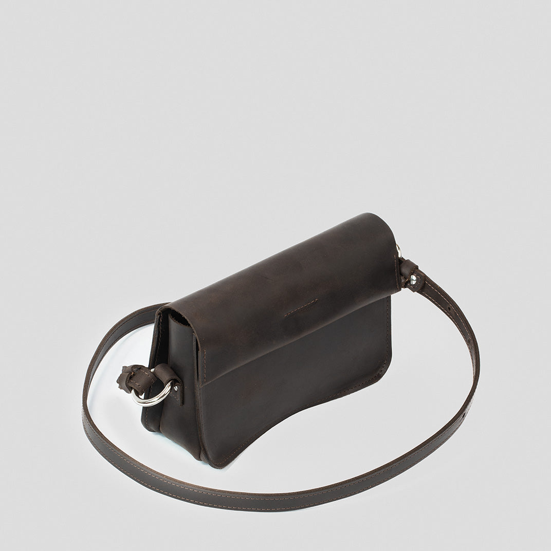 Leather Shoulder Bag (Dark Brown)