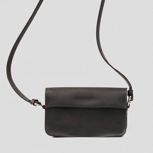 Leather Shoulder Bag (Dark Brown)