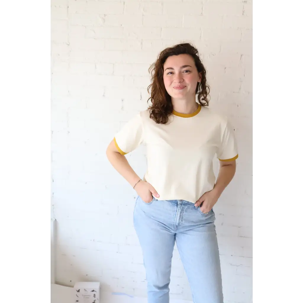 Classic Women's Ringer Tee in Mustard