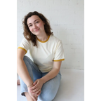 Classic Women's Ringer Tee in Mustard