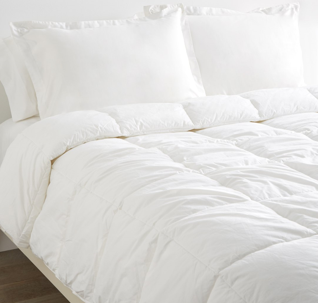 White comforter and pillows on a bed