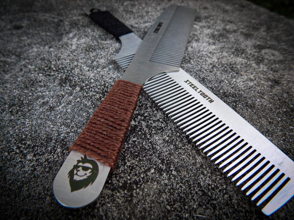 Hemp Cordage Handle Steeltooth Comb - Earth Tones - The Peony Haus