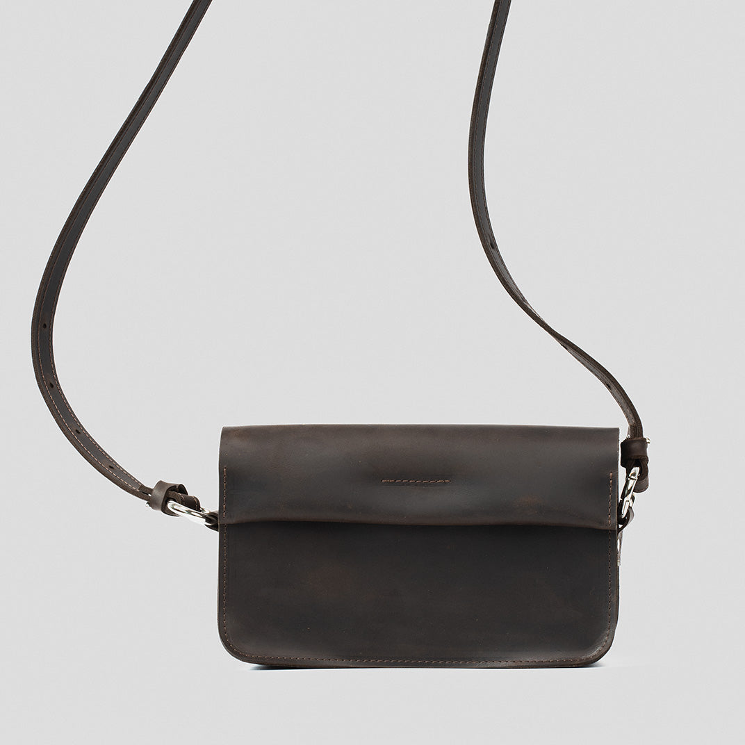 Leather Shoulder Bag (Dark Brown)