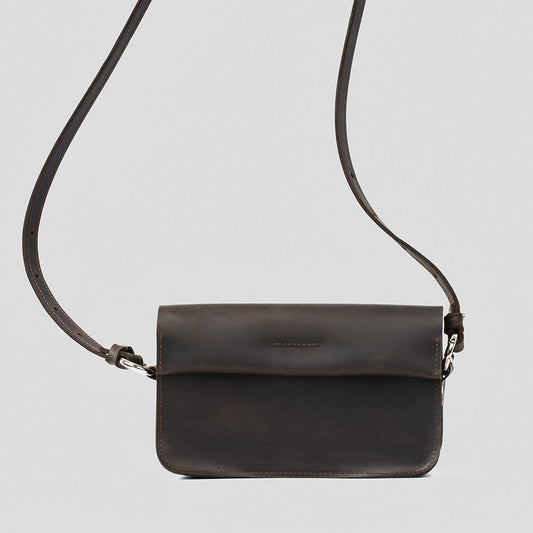 Leather Shoulder Bag (Dark Brown) - The Peony Haus