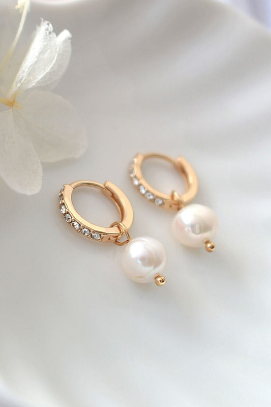 24 Karats Baroque Freshwater Pearl Hoops - The Peony Haus