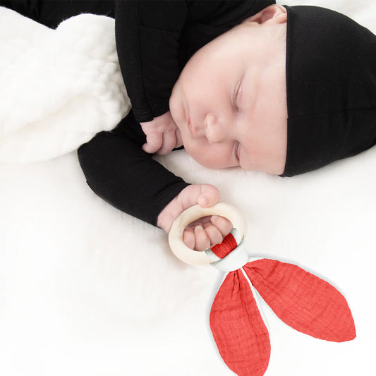 Organic Cotton Teething Ring - Strawberry - The Peony Haus