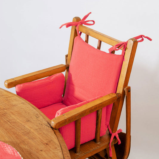 Cushion High Chair in Organic Cotton - Strawberry - The Peony Haus