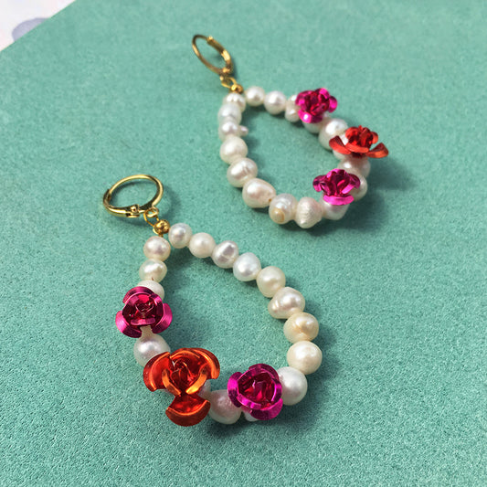 Rose Pearl Earrings + Necklace - The Peony Haus