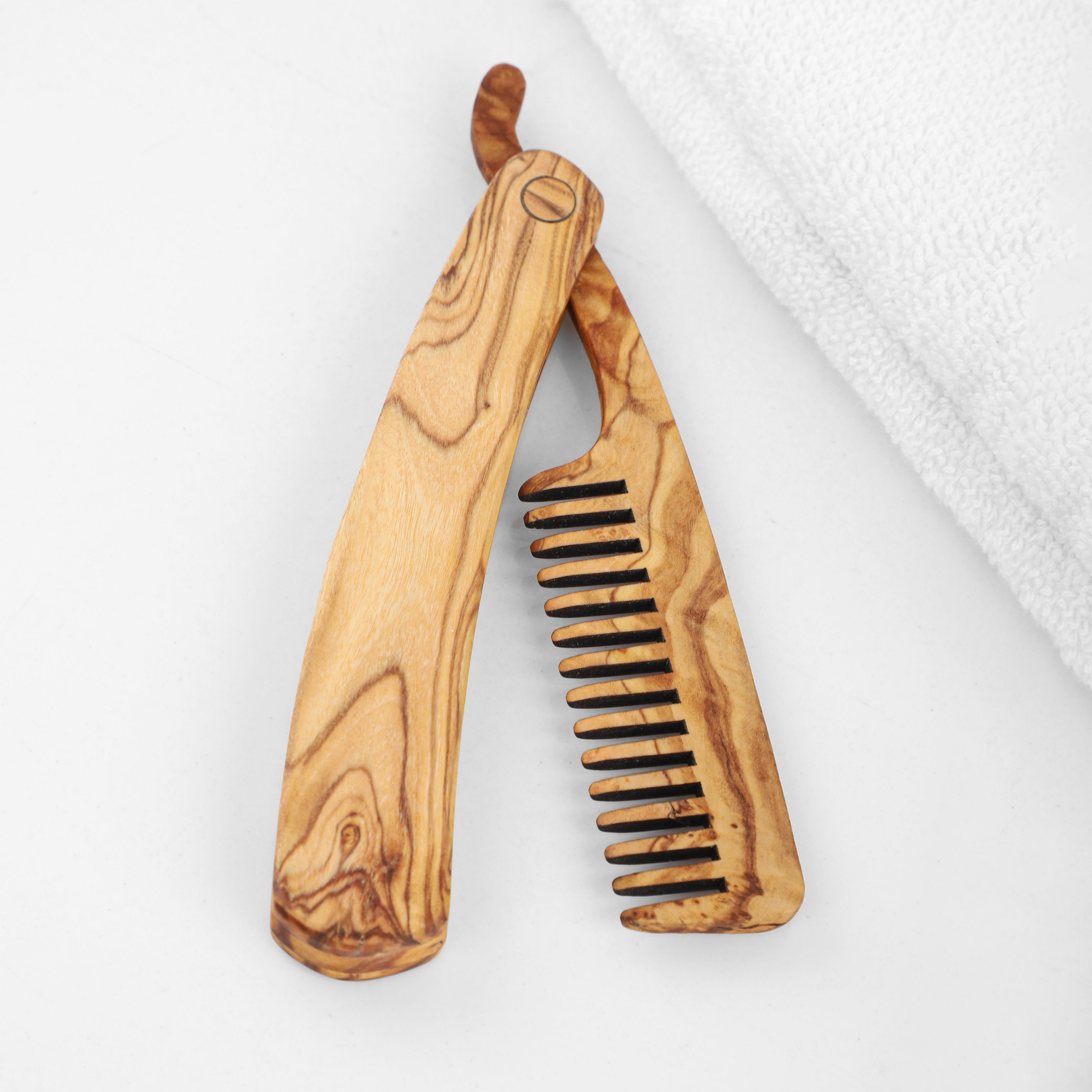 Folding Olive Wood Beard Comb – Premium Handmade Grooming Tool - The Peony Haus