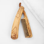 Folding Olive Wood Beard Comb – Premium Handmade Grooming Tool - The Peony Haus