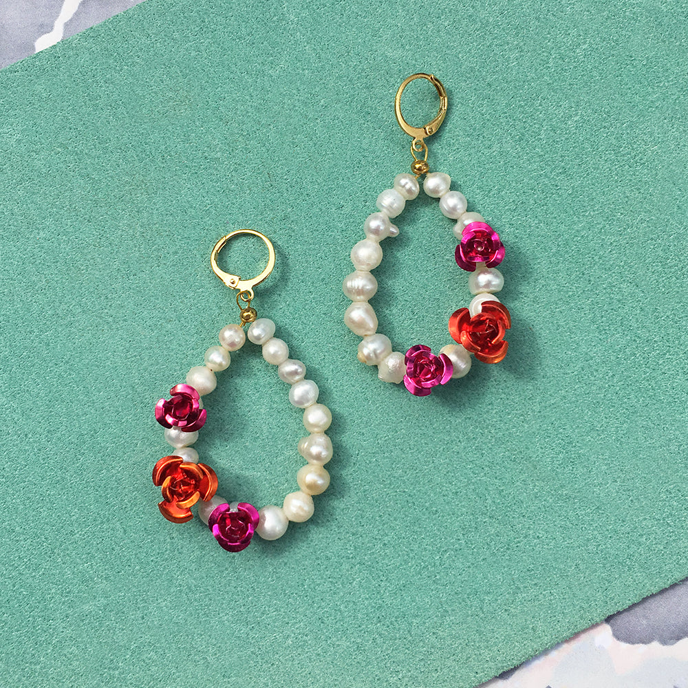 Rose Pearl Earrings + Necklace - The Peony Haus
