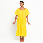 ROSEMARY Dotted Cotton Dress, in Sunflower Yellow - The Peony Haus