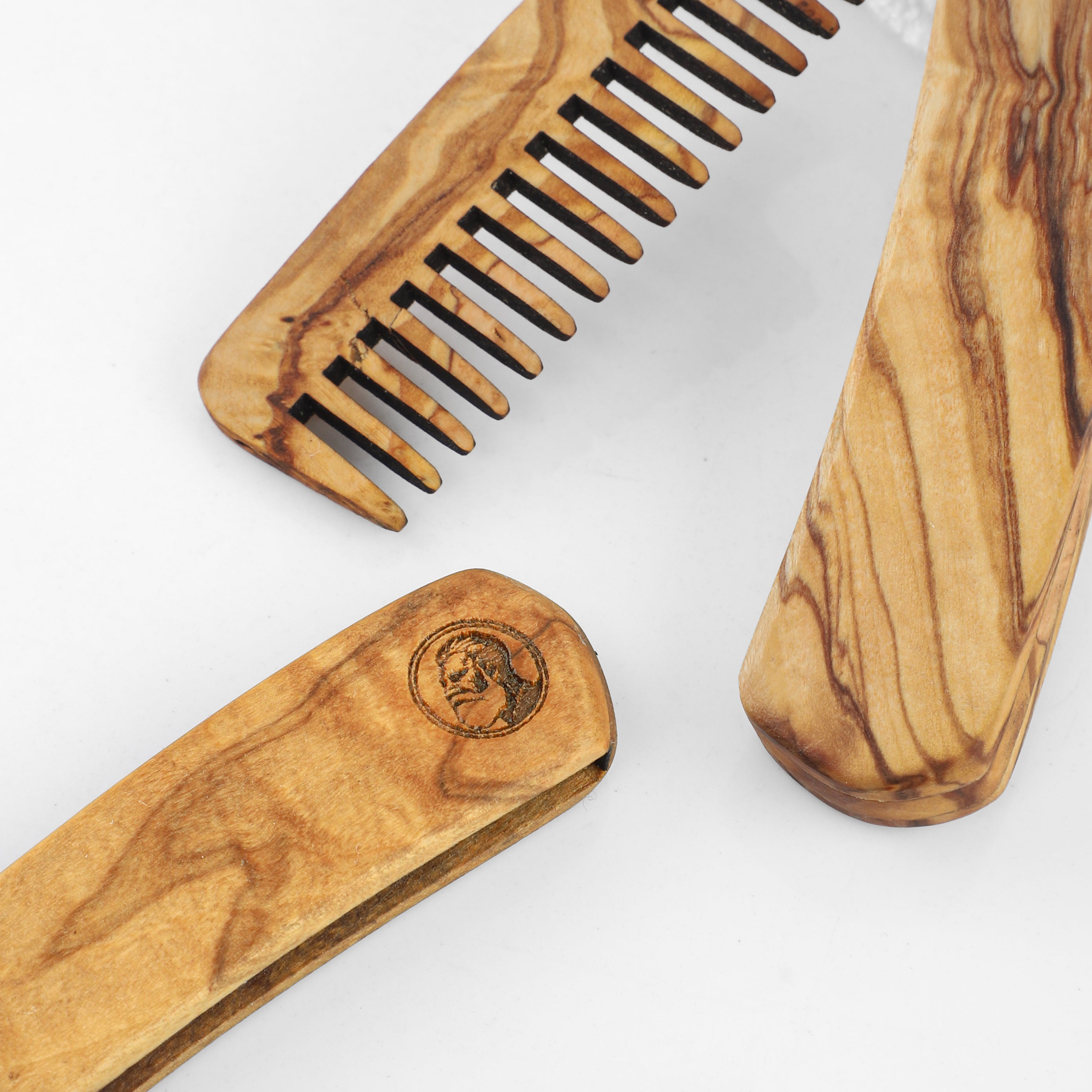 Folding Olive Wood Beard Comb – Premium Handmade Grooming Tool - The Peony Haus