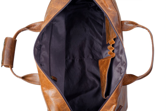 Leather Duffle Bag with Shoe Compartment. - The Peony Haus