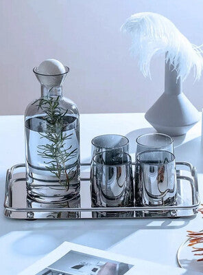 Glass Carafe with Wooden Lid 5pcs set