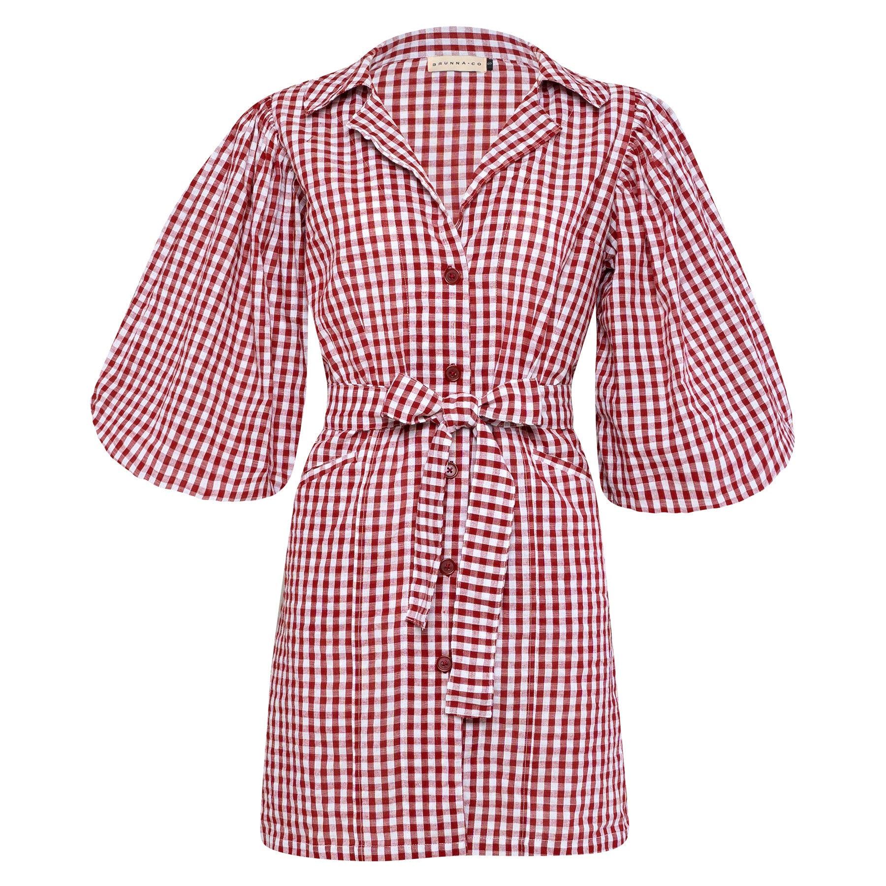 MEGHAN Mini Dress, in Gingham Red - The Peony Haus