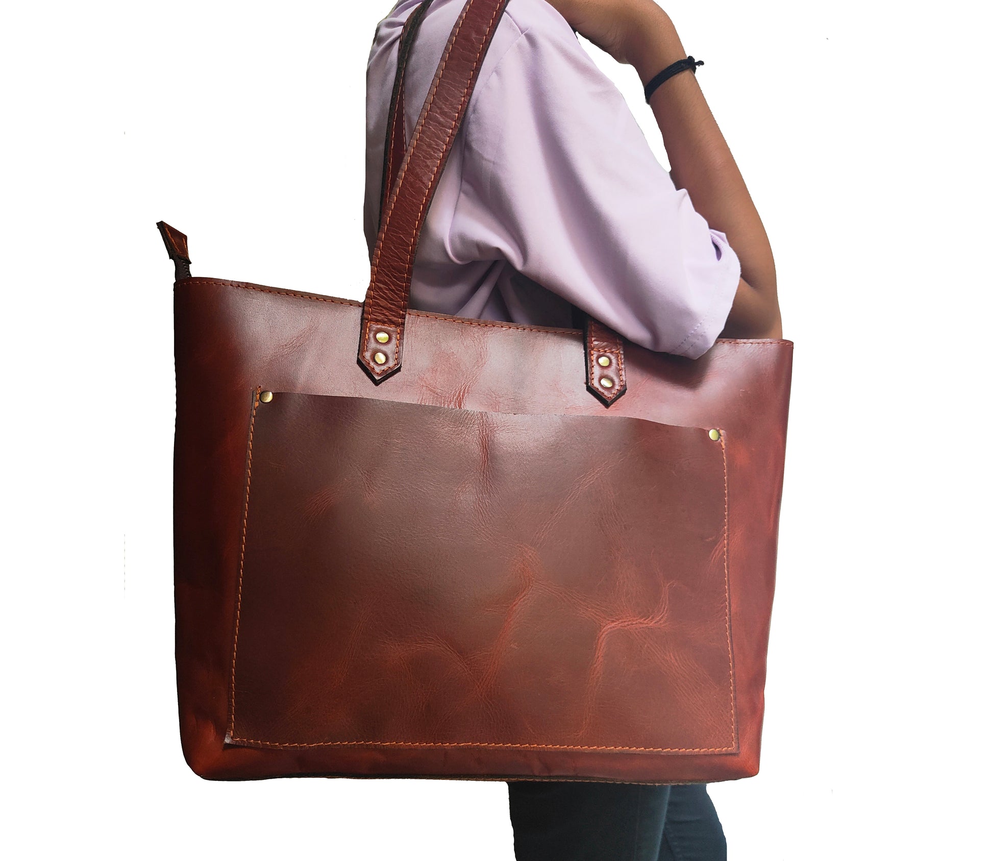 Genuine Leather Tote Bag for Women Large Women's Shoulder Handbag - The Peony Haus