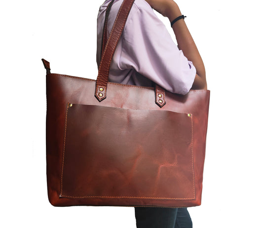 Genuine Leather Tote Bag for Women Large Women's Shoulder Handbag - The Peony Haus