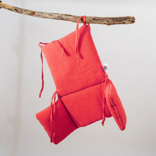 Cushion High Chair in Organic Cotton - Strawberry - The Peony Haus