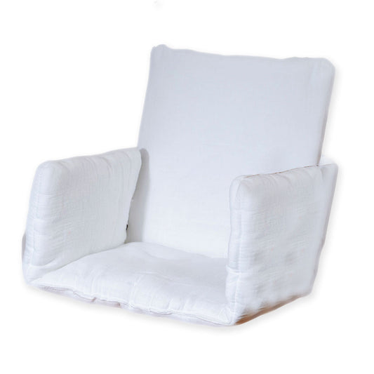 Cushion High Chair in Organic Cotton - White - The Peony Haus