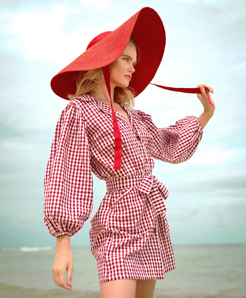 MEGHAN Mini Dress, in Gingham Red - The Peony Haus