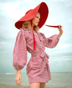 MEGHAN Mini Dress, in Gingham Red - The Peony Haus