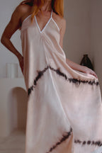 Altair Silk Halter Dress in Shibori - The Peony Haus