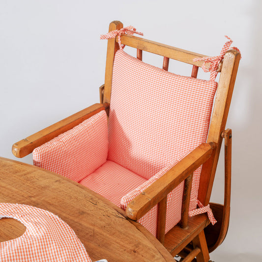 Cushion High Chair in Organic Cotton - Vichy - The Peony Haus