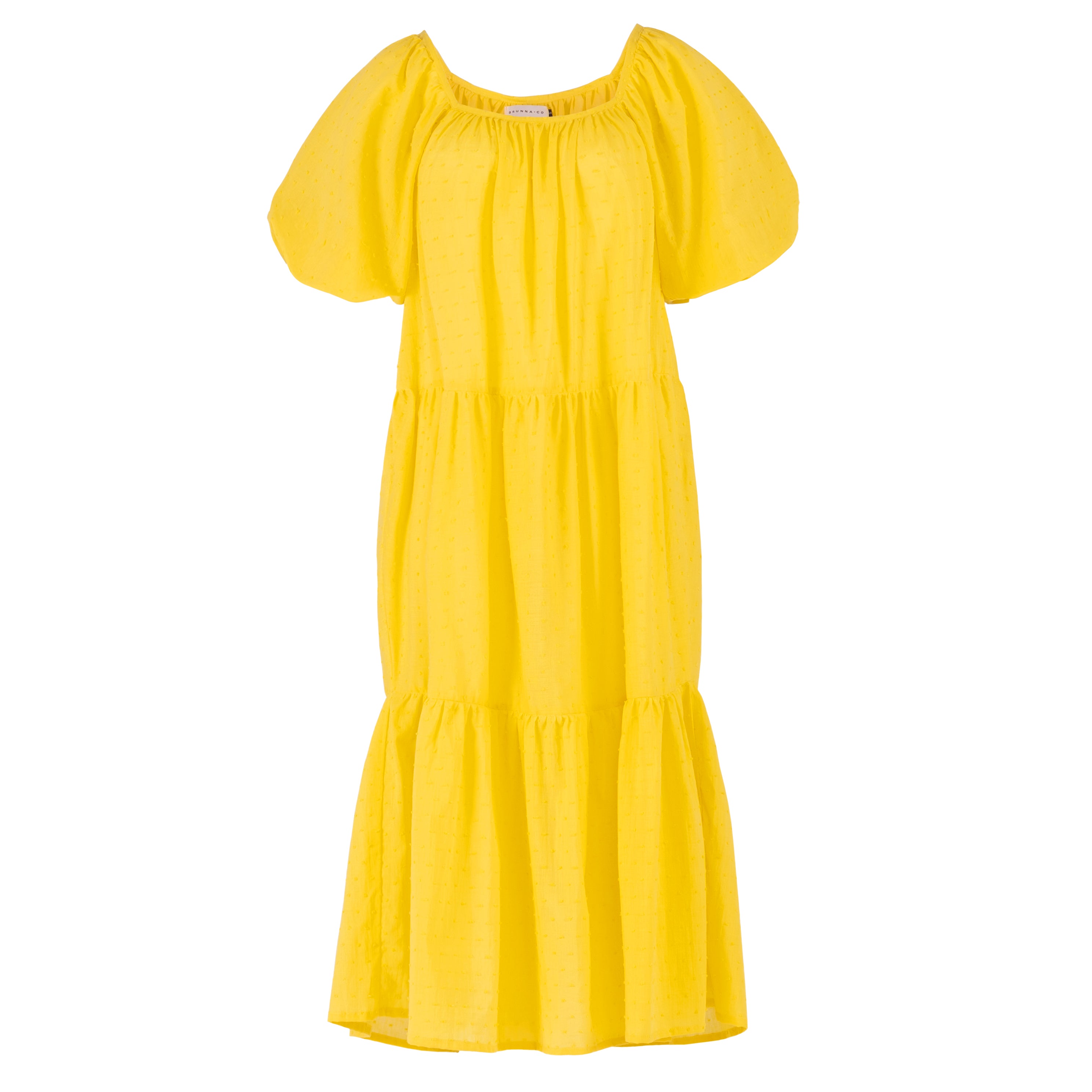 ROSEMARY Dotted Cotton Dress, in Sunflower Yellow - The Peony Haus