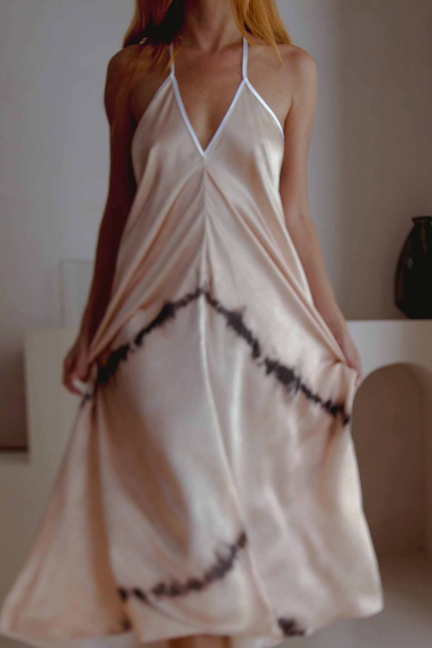 Altair Silk Halter Dress in Shibori - The Peony Haus