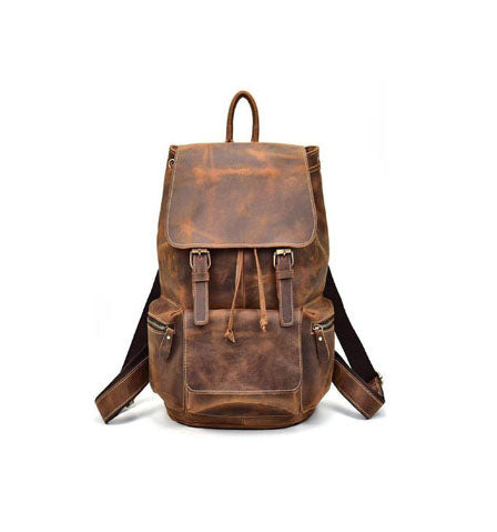 Buffalo Leather Backpack Handmade Unisex Backpack Travel Outdoor Bag - The Peony Haus