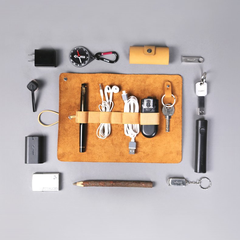 Genuine leather Cable Manager Storage Wrap