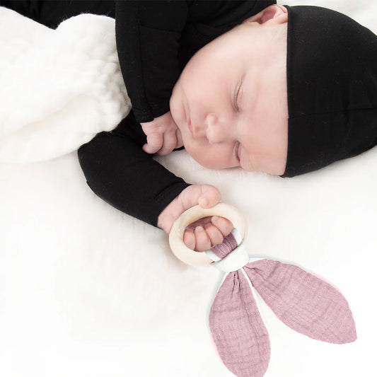 Organic Cotton Teething Ring - Pink - The Peony Haus