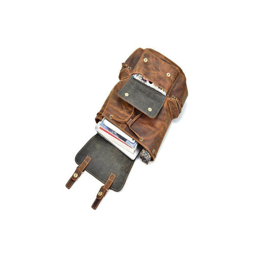 Buffalo Leather Backpack Handmade Unisex Backpack Travel Outdoor Bag - The Peony Haus