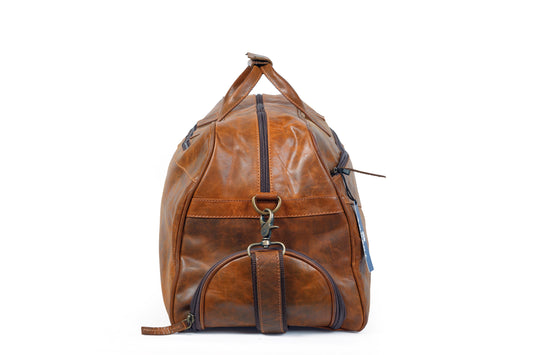 Leather Duffle Bag with Shoe Compartment. - The Peony Haus