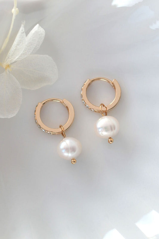 24 Karats Baroque Freshwater Pearl Hoops - The Peony Haus