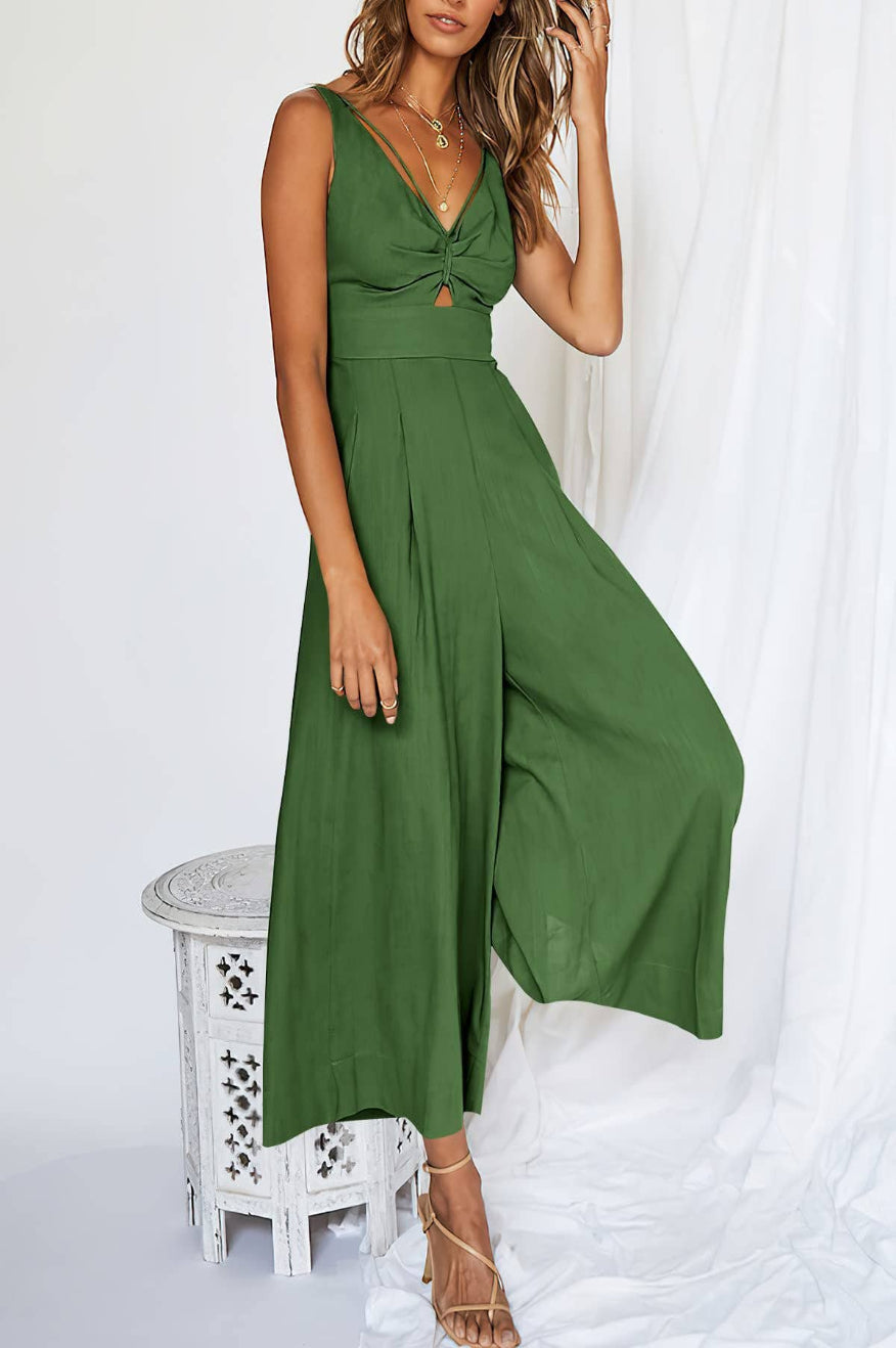 Ladies String Shoulder Overall Sleeveless Jumpsuit
