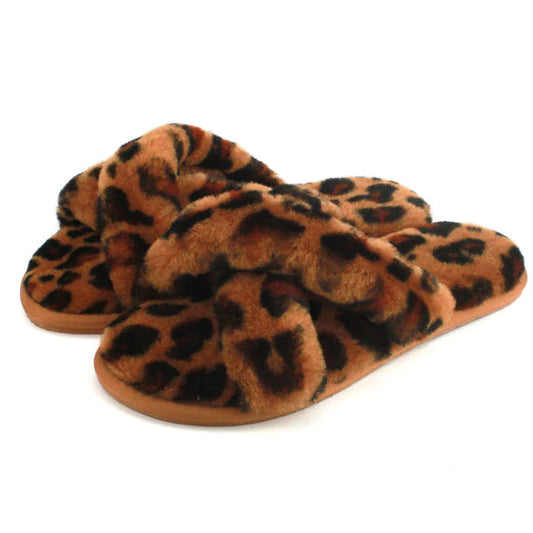 Delilah Ladies Sheepskin Slider Slipper - Leopard - The Peony Haus