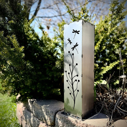 Dragonfly Branch Solar Tube Light - Steel