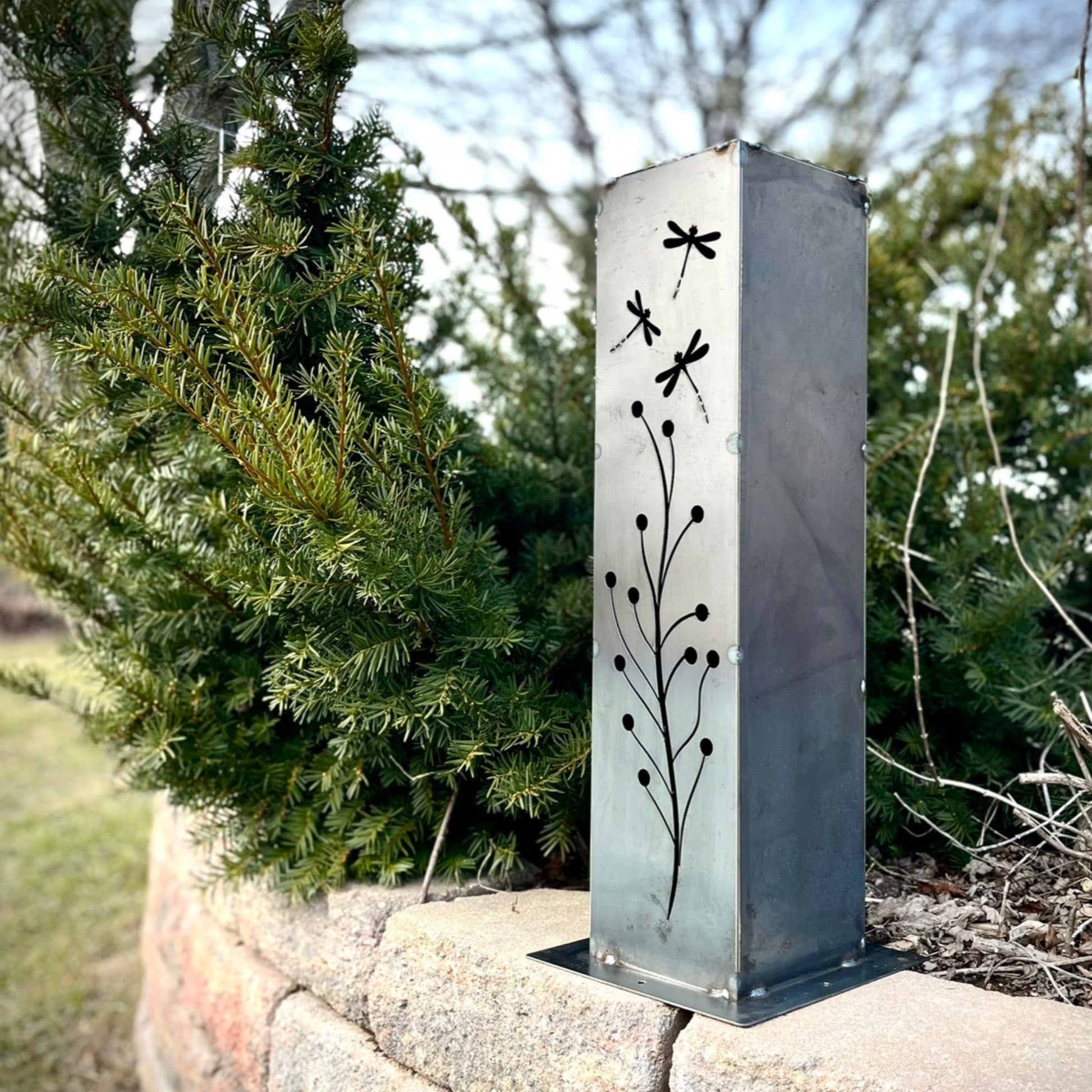 Dragonfly Branch Solar Tube Light - Steel
