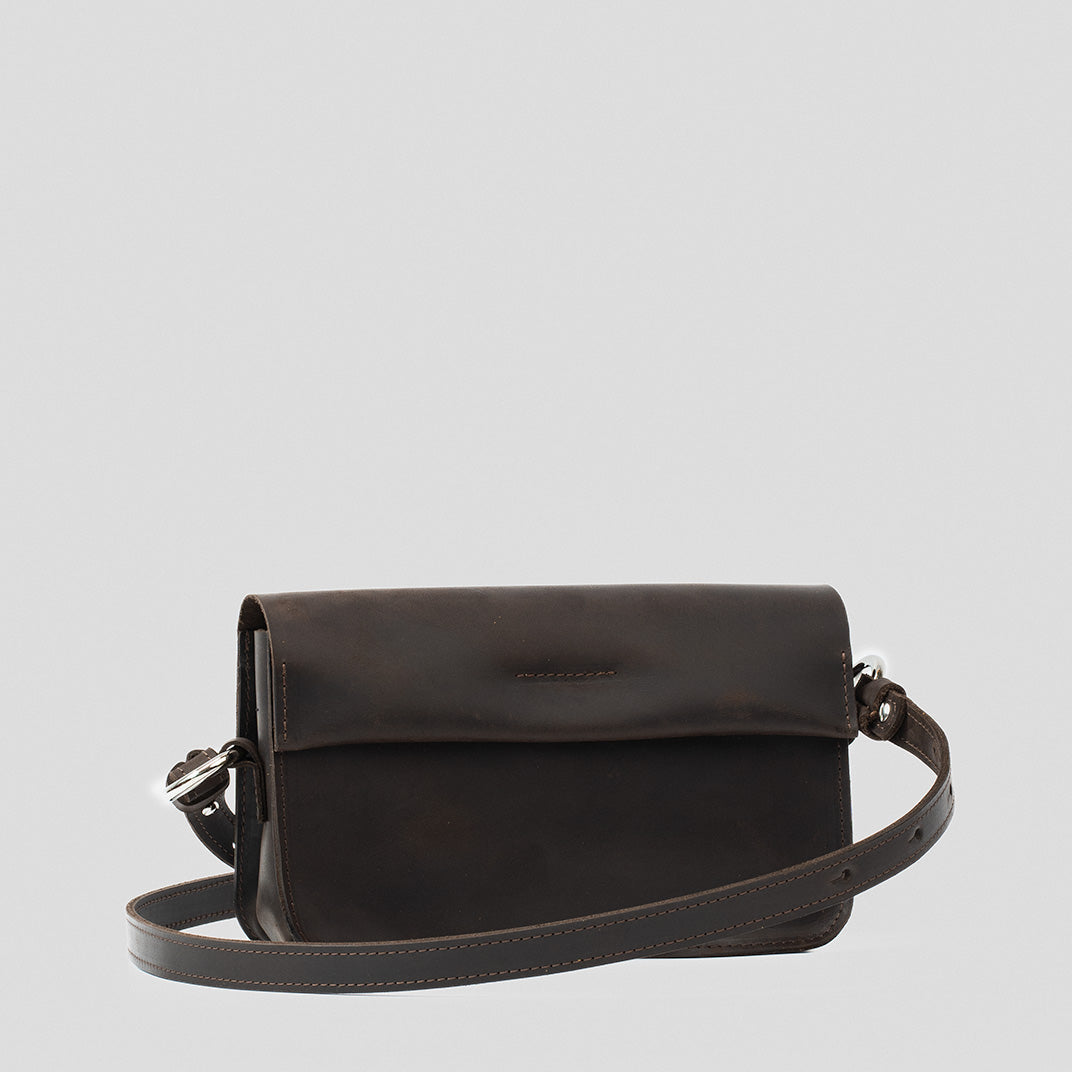 Leather Shoulder Bag (Dark Brown)