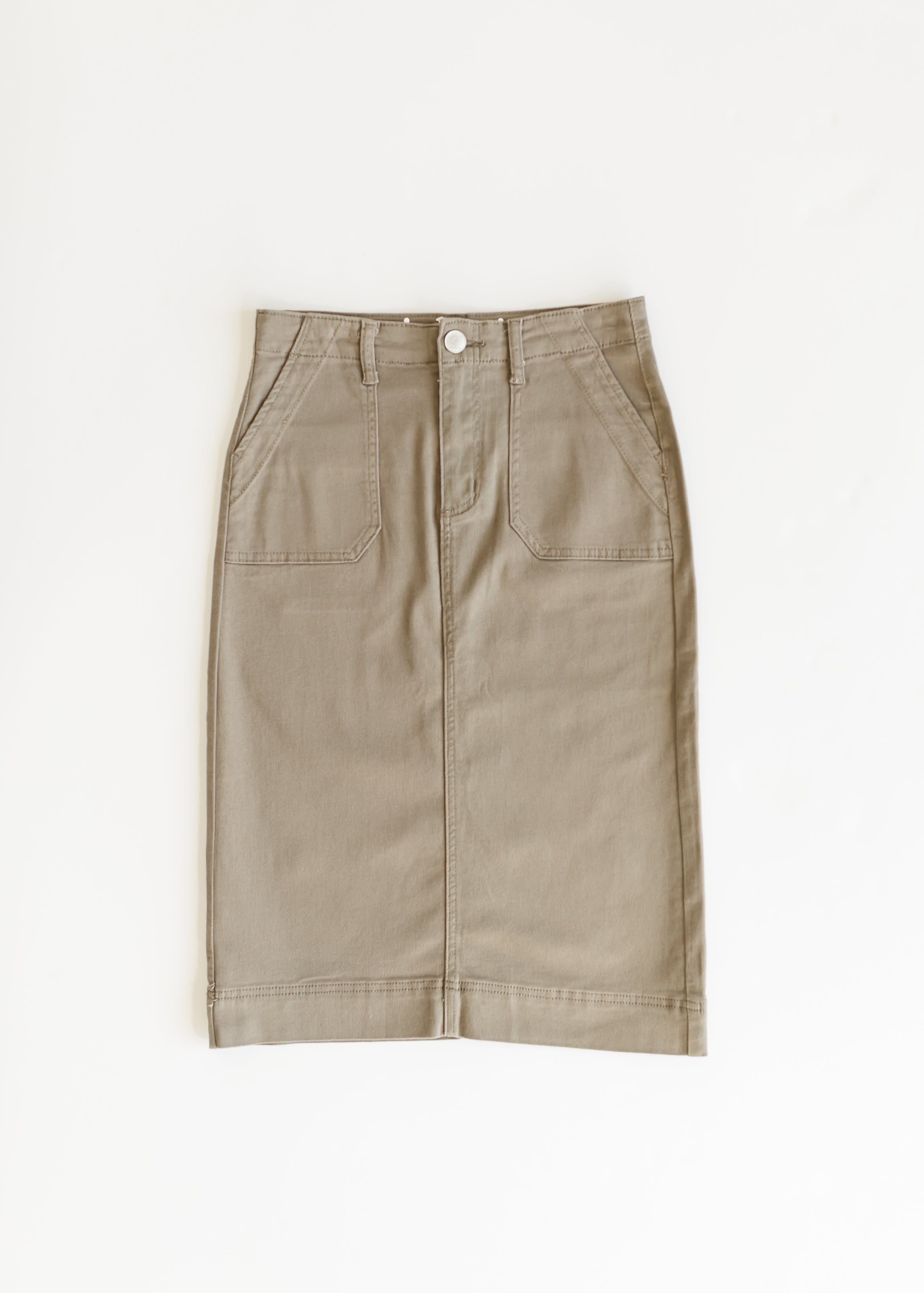 Erica Cotton Twill Midi Skirt - 98% Cotton