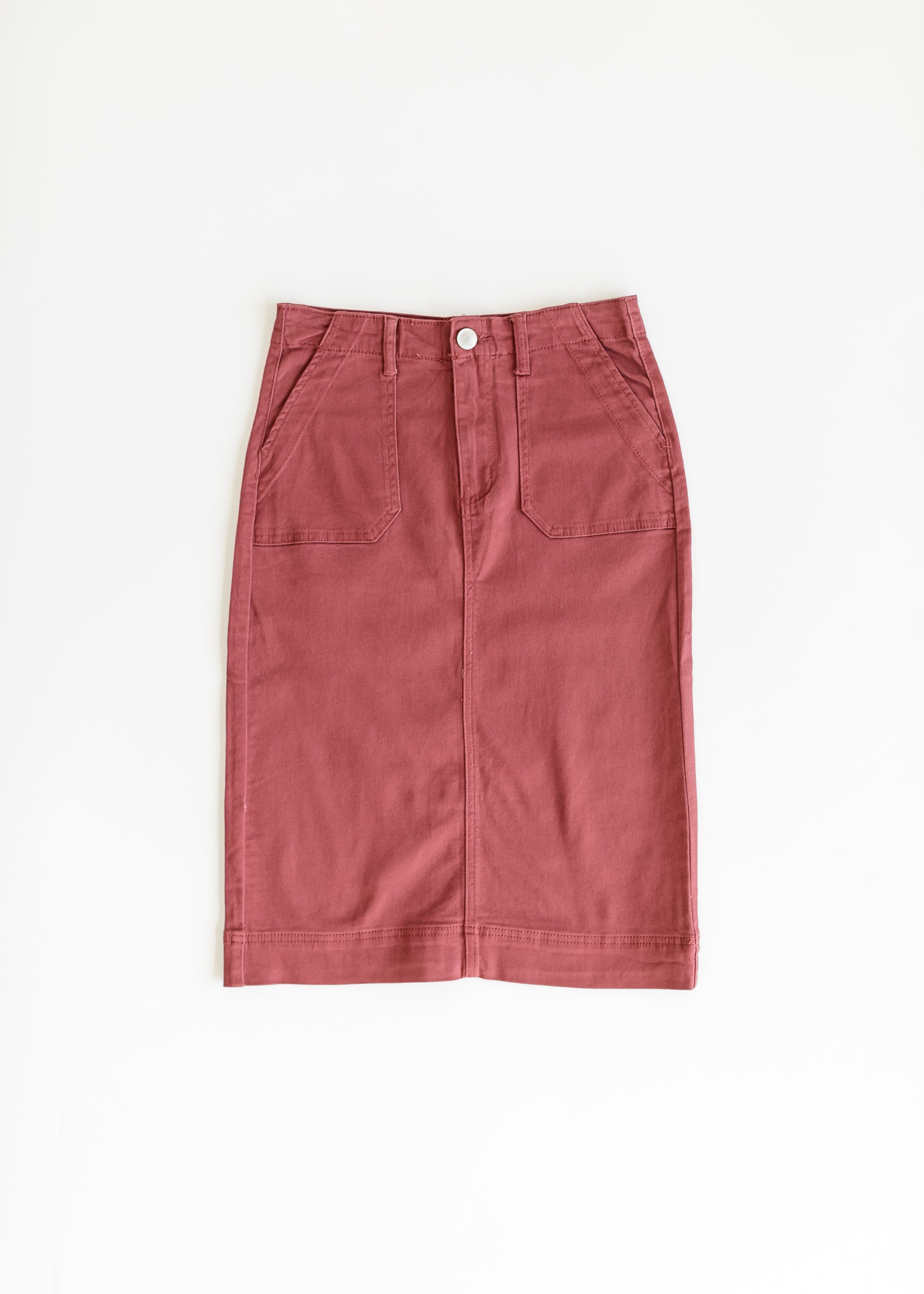Erica Cotton Twill Midi Skirt - 98% Cotton