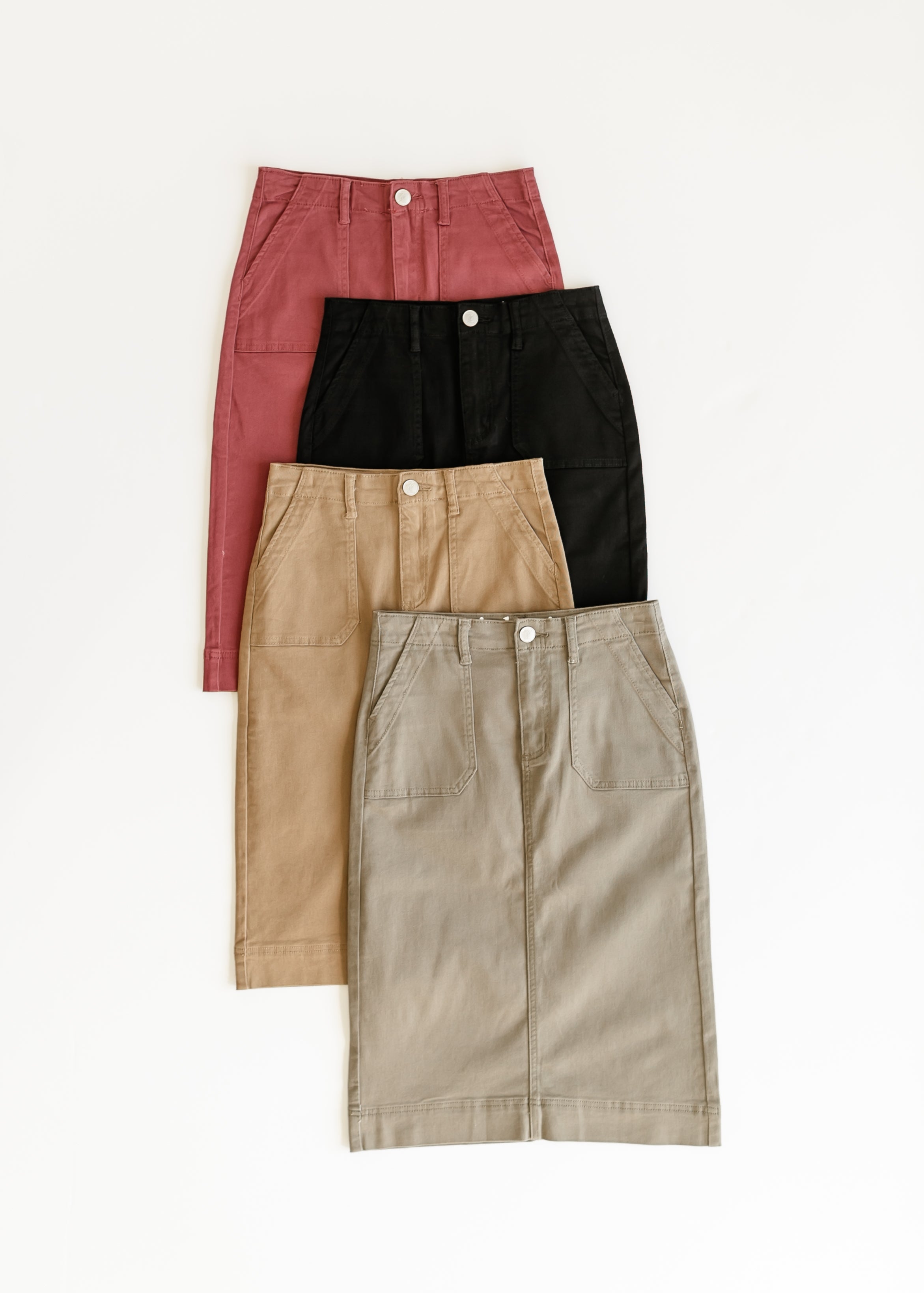 Erica Cotton Twill Midi Skirt - 98% Cotton