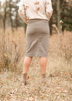 Erica Cotton Twill Midi Skirt - 98% Cotton